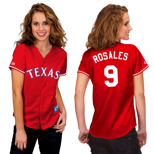 Adam Rosales #9 mlb Jersey-Texas Rangers Women's Authentic 2014 Alternate 1 Red Cool Base Baseball Jersey